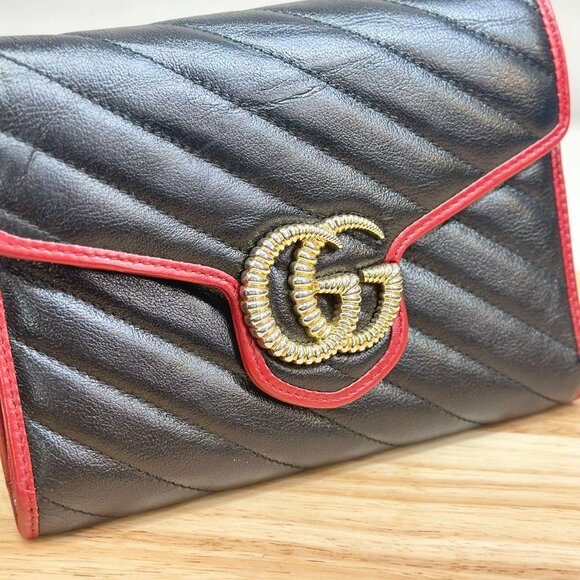 Gucci GG Logo Black Marmont Shoulder Bag Crossbody - Picture 5 of 6